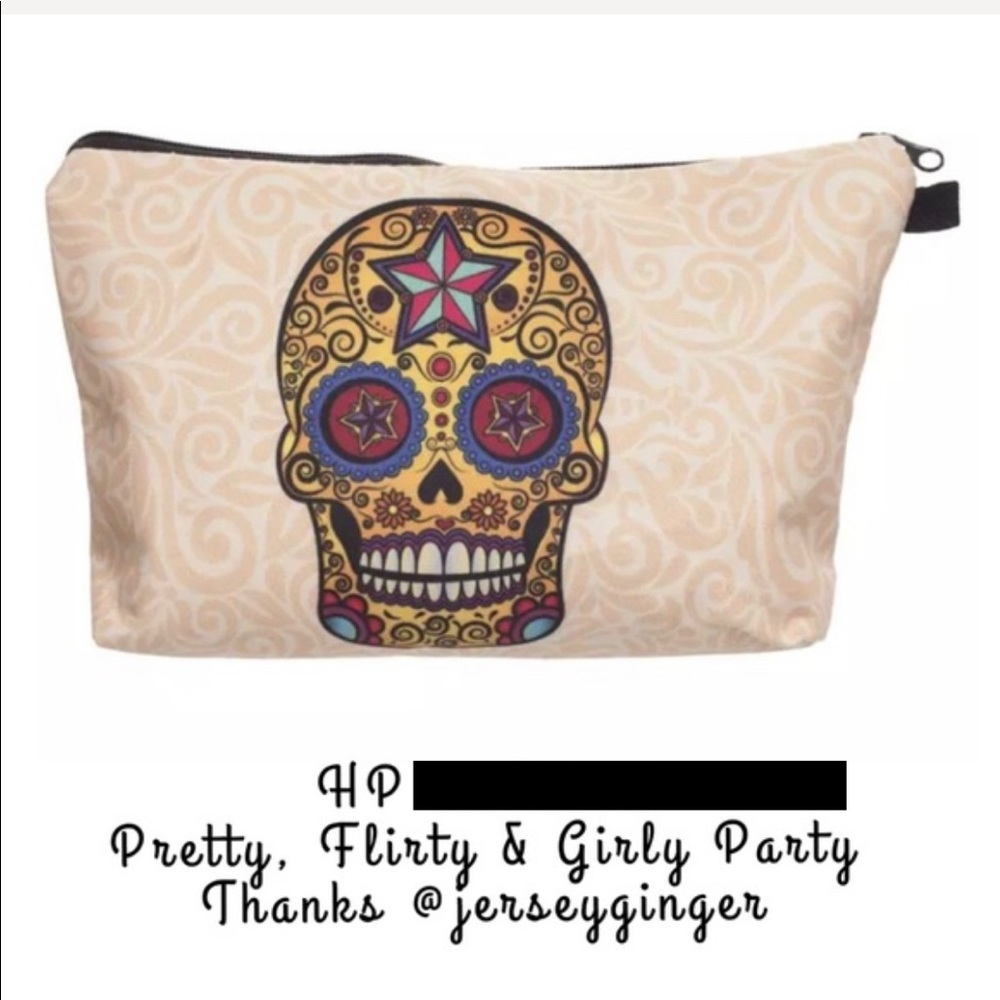 Sugar skull cosmetic bag